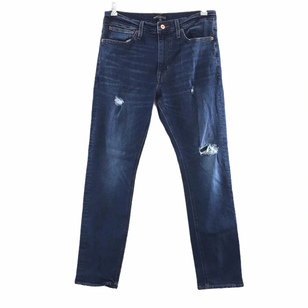J Crew Mercantille Flex Straight Distressed Jeans